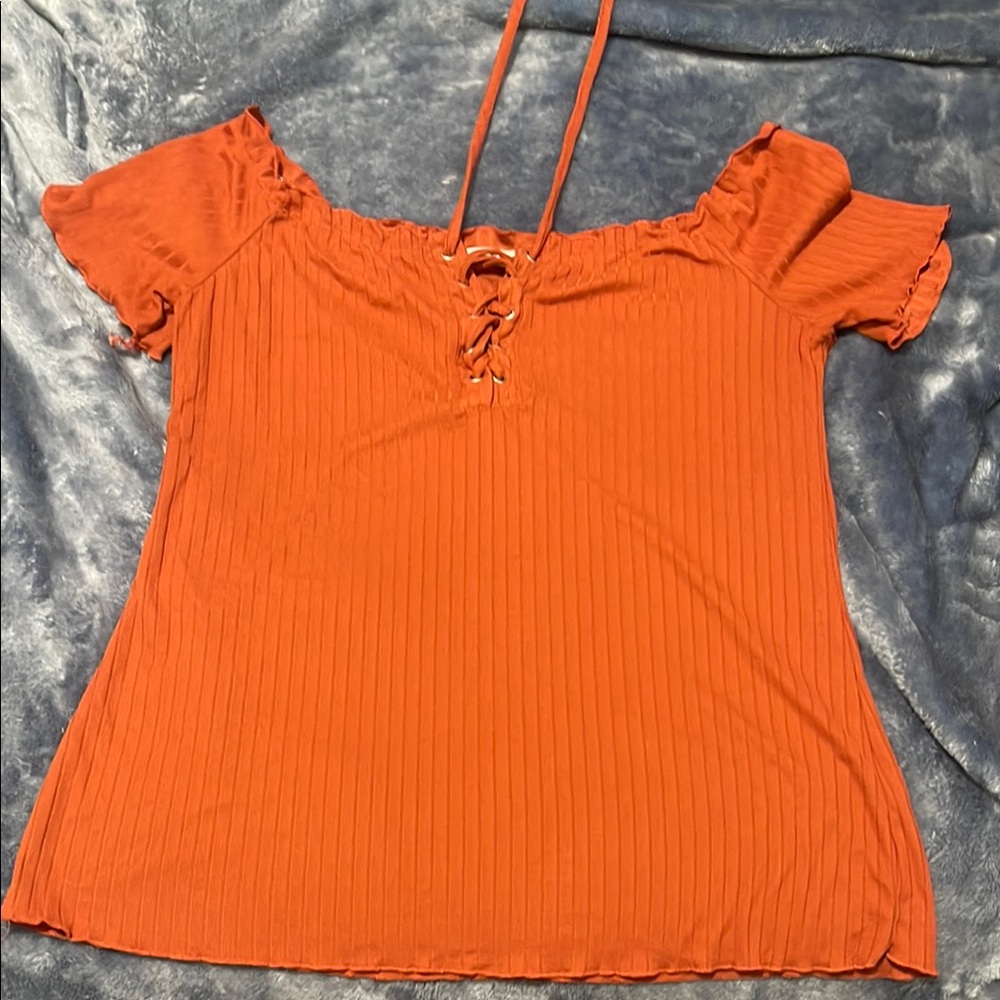 Women's Orange Off-Shoulder Top